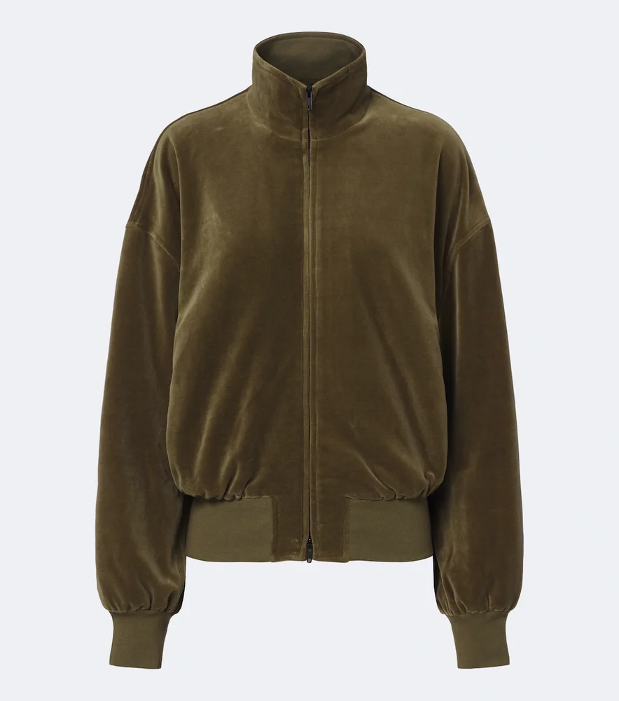 Cotton and cashmere-blend velour bomber jacket