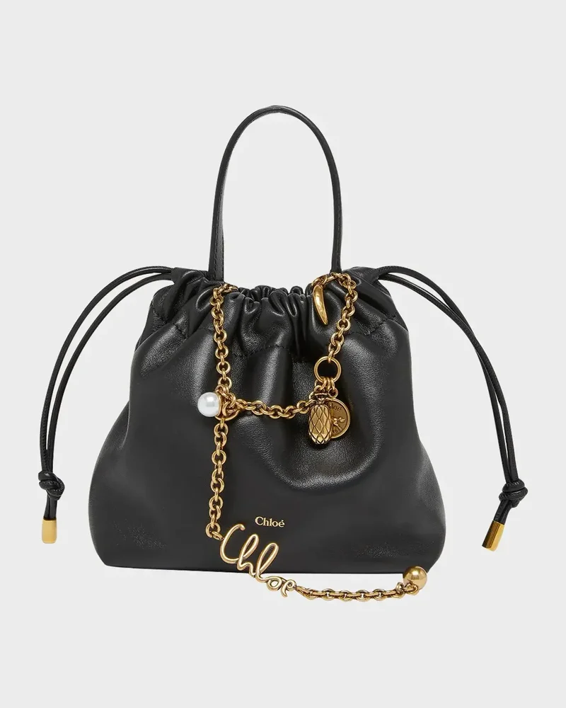 Icons Mini Drawstring Shoulder Bag in Nappa Leather