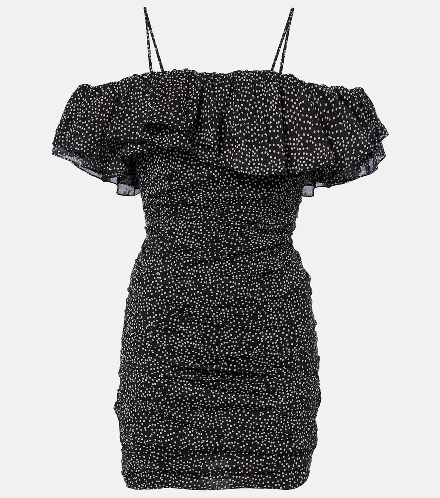 Davilia draped polka-dot cotton minidress
