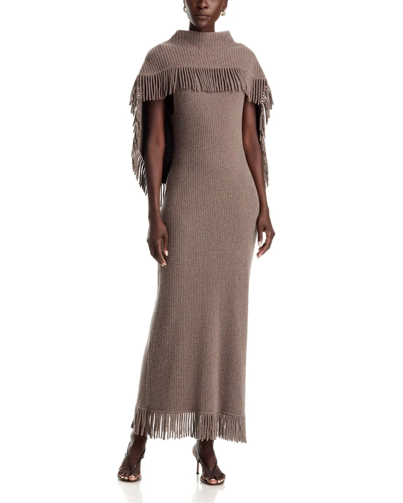 Jordan Fringe Trim Cape Dress