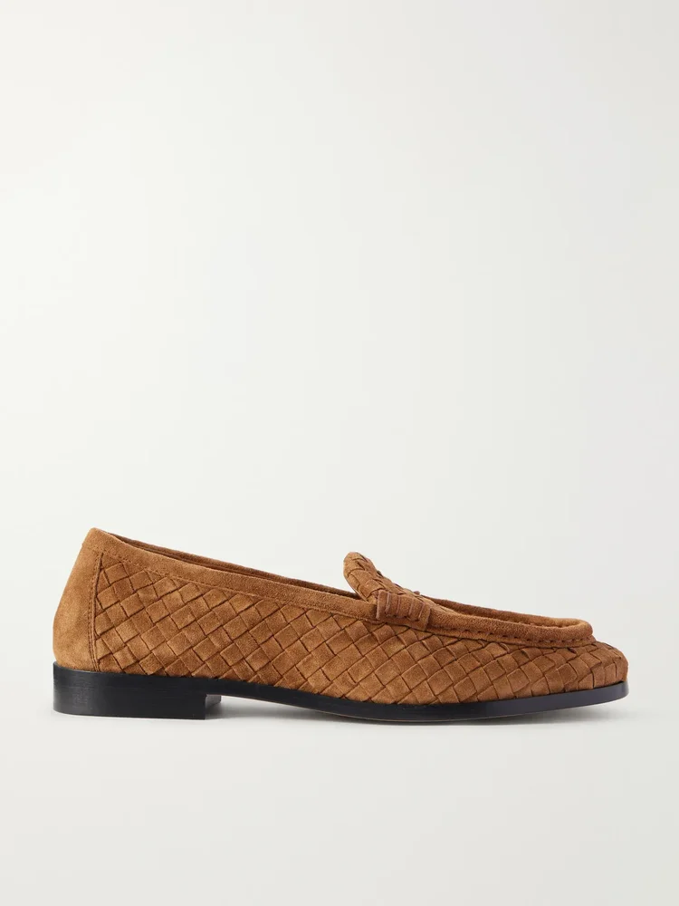 Intrecciato suede loafers