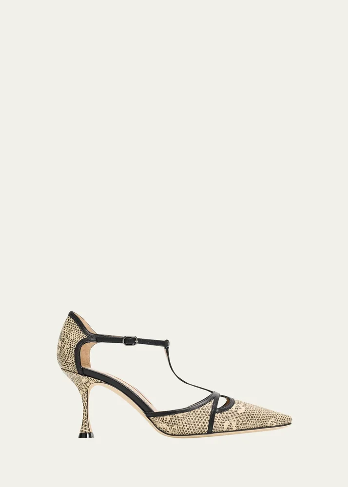 70mm Gish Snake-Embossed Leather Pumps