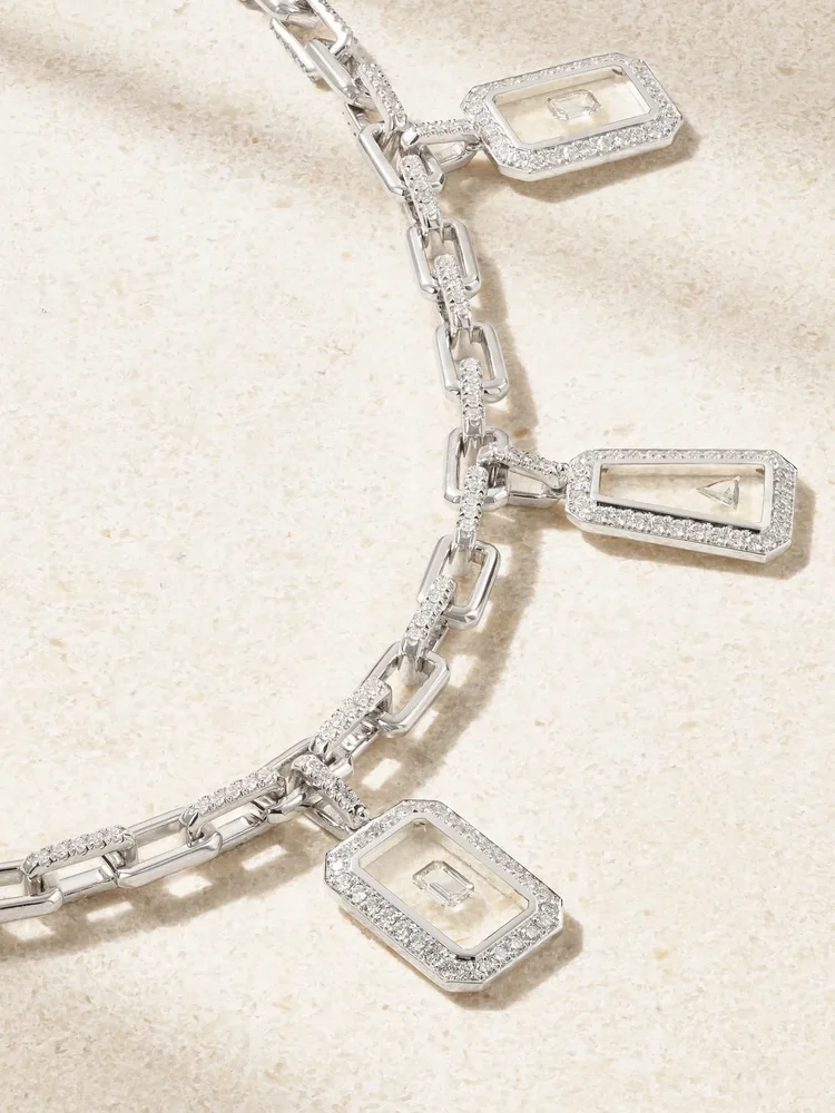 Universe 18-karat white gold diamond necklace