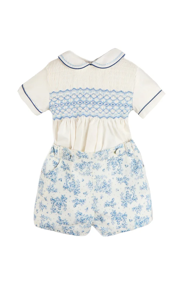 Kids' Audrey Toile Peter Pan Collar Hand Smocked Two Piece Set
