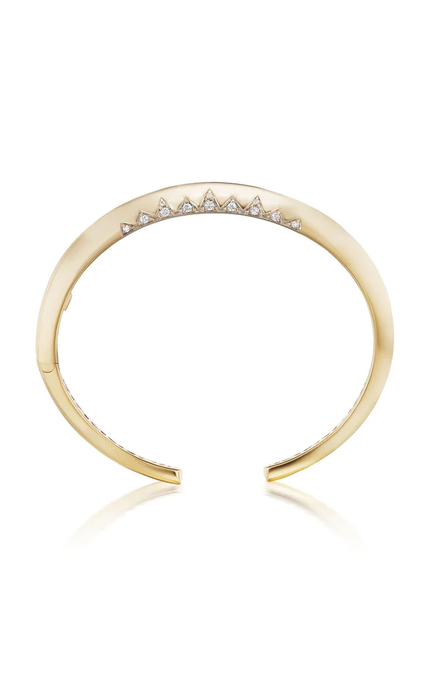 Crown 18K Yellow Gold Diamond Cuff