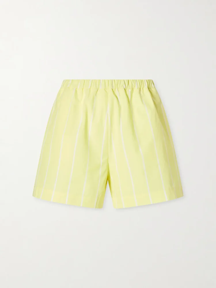 Striped cotton-poplin shorts
