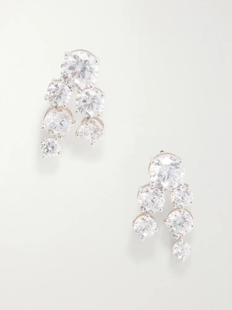 Infinite Void rhodium-plated recycled sterling silver zirconia earrings