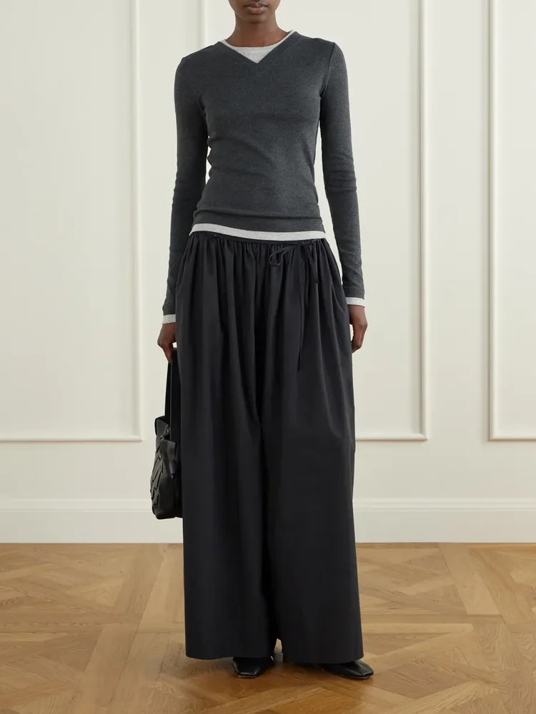 Organic cotton-poplin wide-leg pants