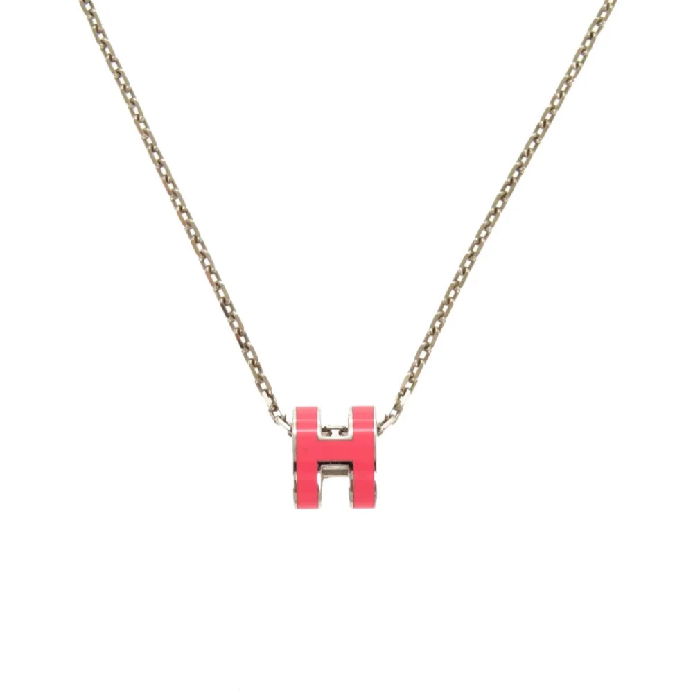 hermes Pop H Pendant Necklace Silver-Tone Metal
