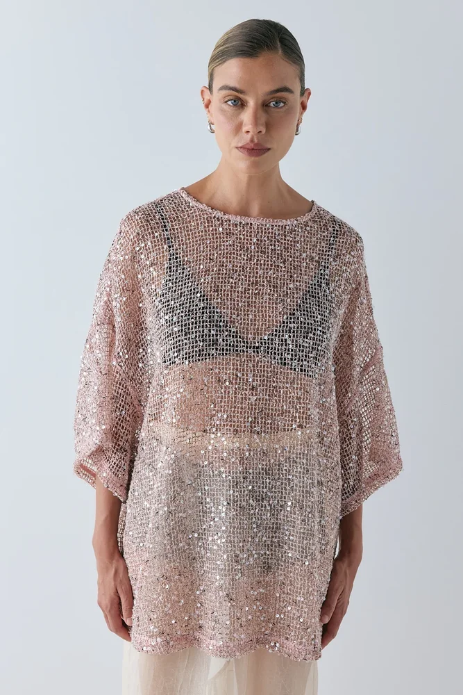 VRG GRL Arden Sequin Top Pink