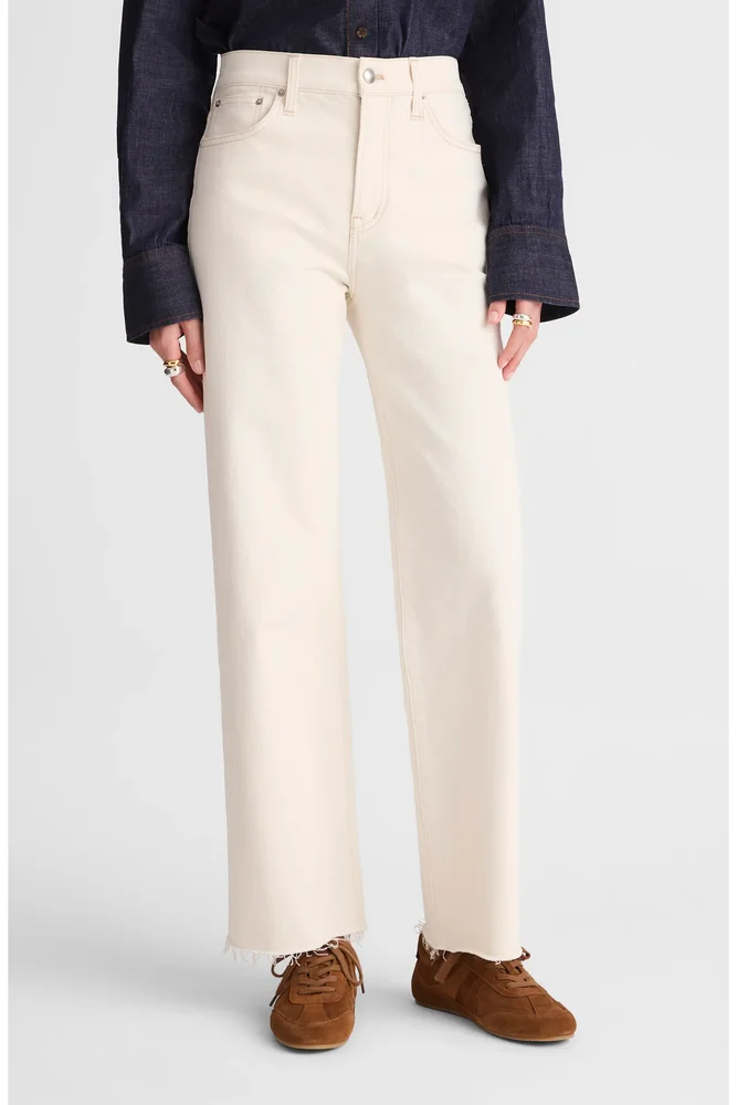 The Perfect Vintage Raw Hem Crop Wide Leg Jeans