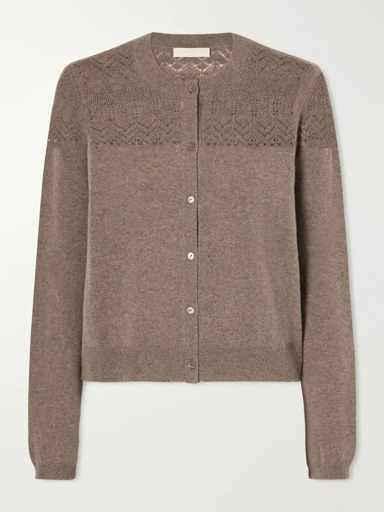 Cassia pointelle-knit cashmere cardigan