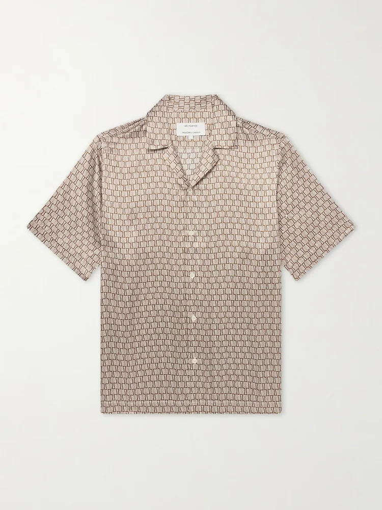 Roberto Camp-Collar Printed Silk-Voile Shirt