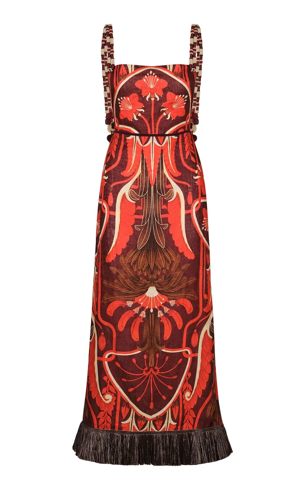 Andrean Mythology Linen Maxi Dress