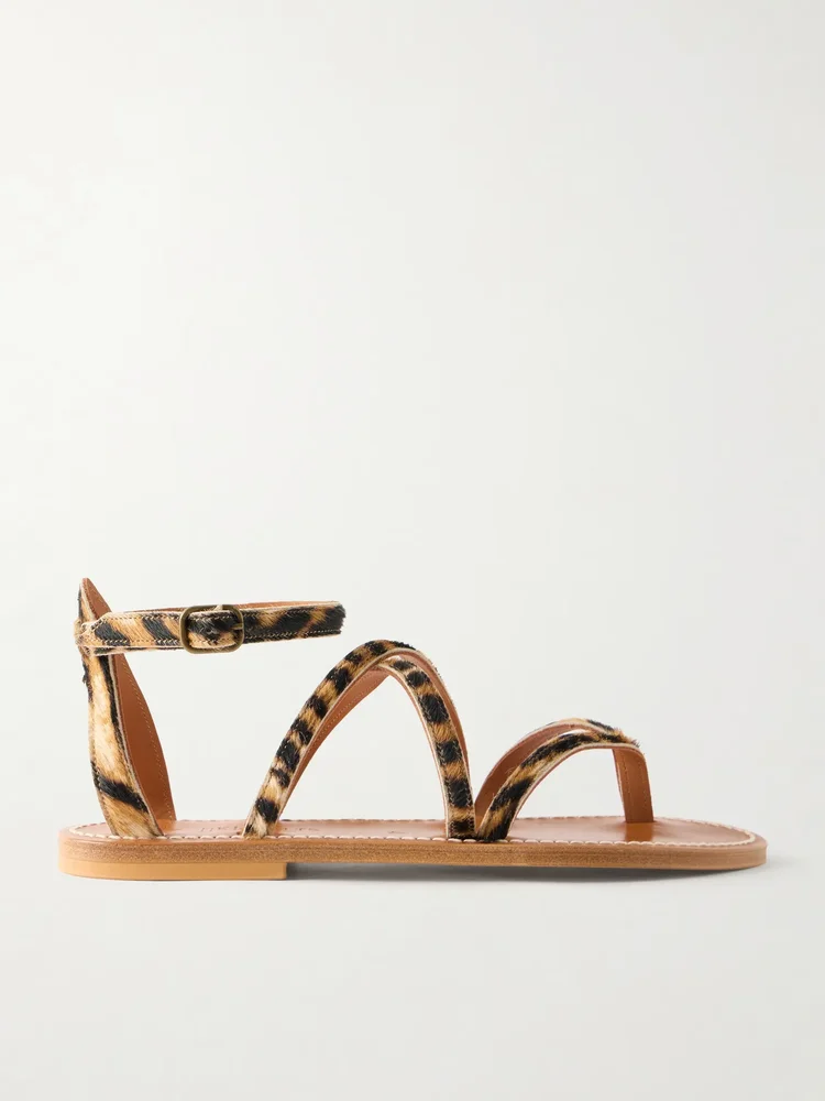 Epicure leopard-print calf hair thong sandals