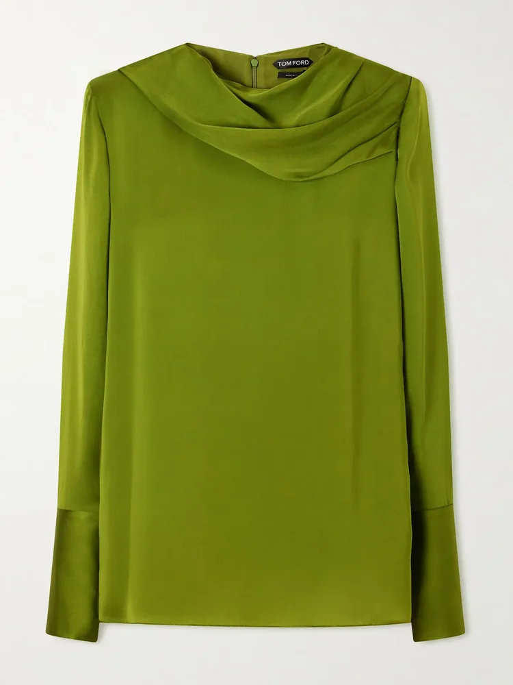 Draped silk-georgette blouse