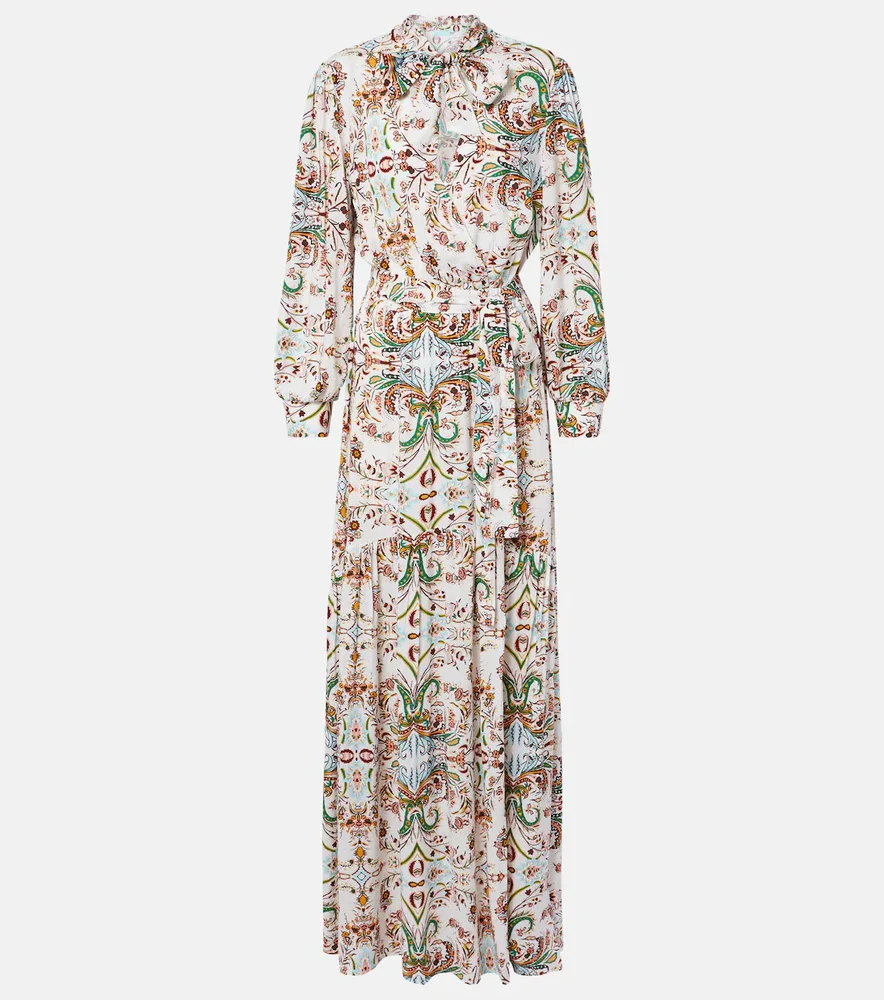 Skylar tie-neck printed maxi dress