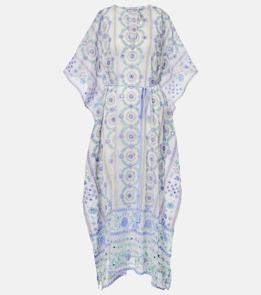 Embellished floral cotton kaftan
