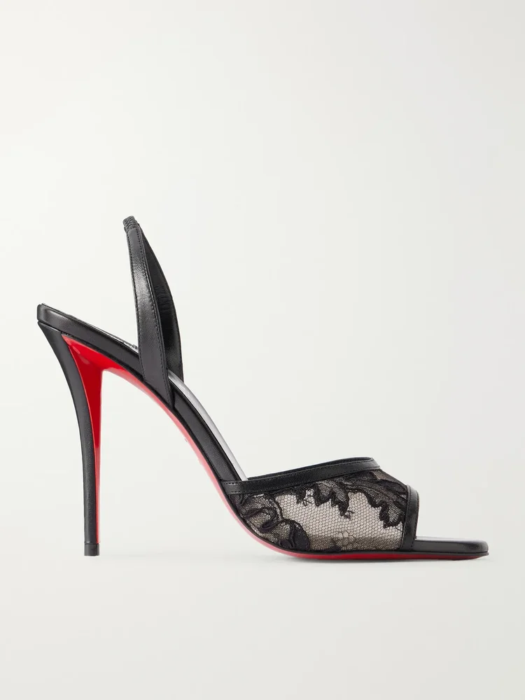 Miss Z 100 lace and leather slingback sandals