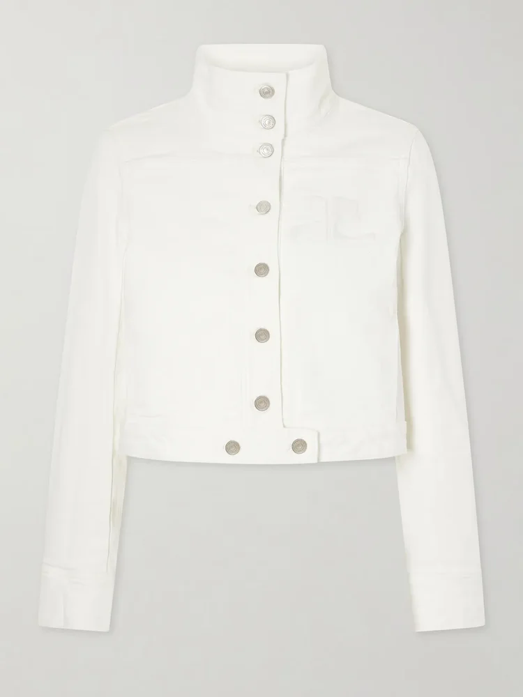 Reedition cropped logo-embroidered denim jacket