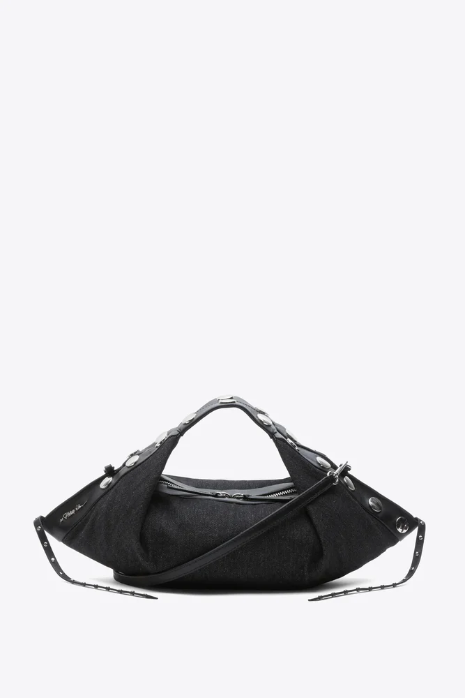 Studded Denim Mini Luna Bag