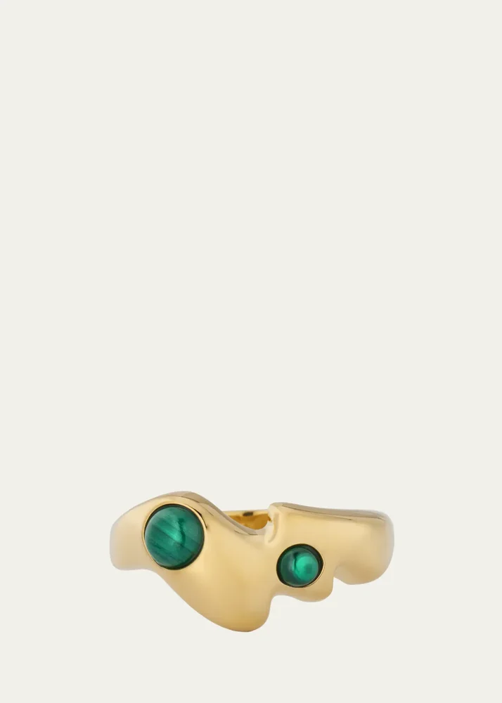 18K Gold Nelle Ring with Malachite