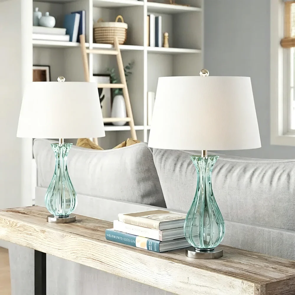 Ursuline 25.5" H Glass Table Lamp with Chrome Base