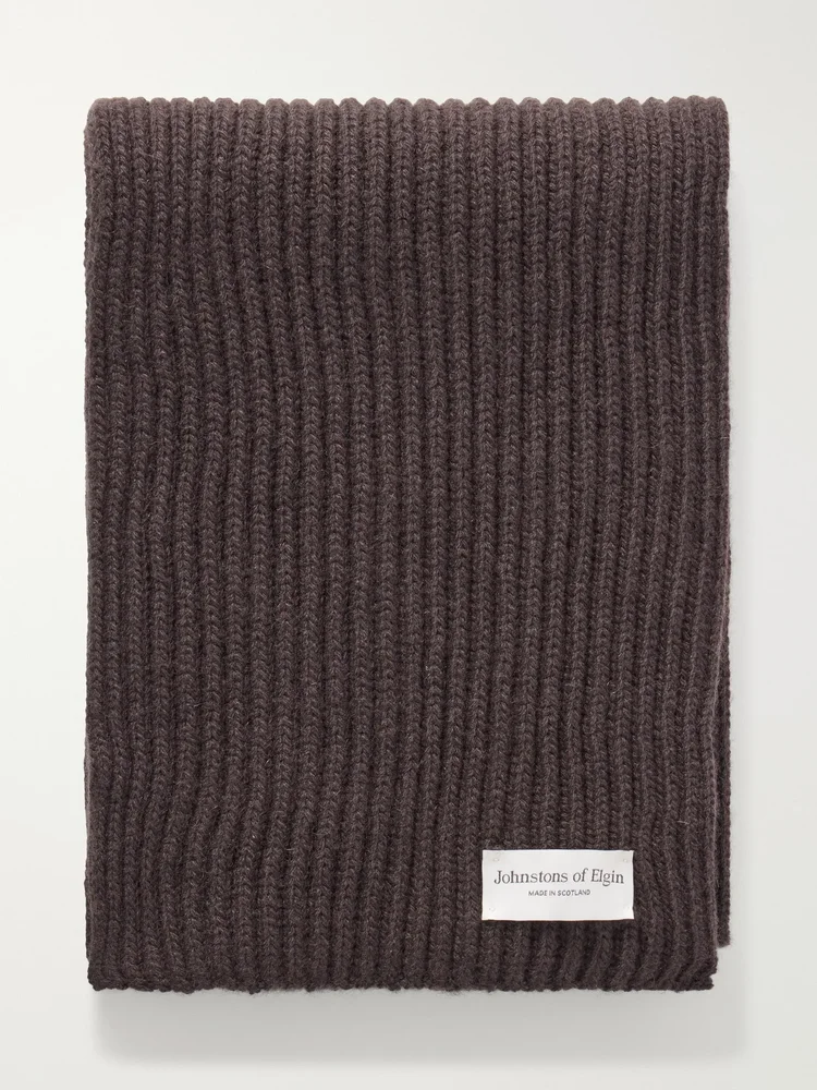 Lovat cashmere ribbed scarf