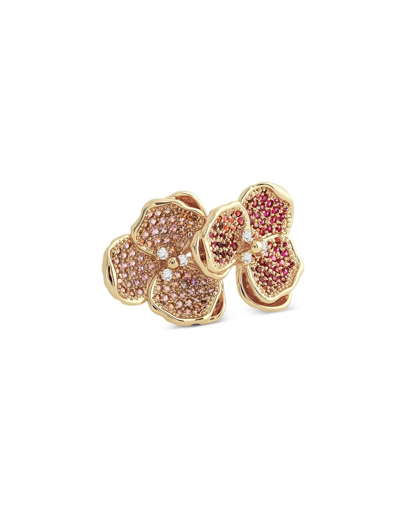 Pavé Double Orchid Ring in 18K Gold Plated