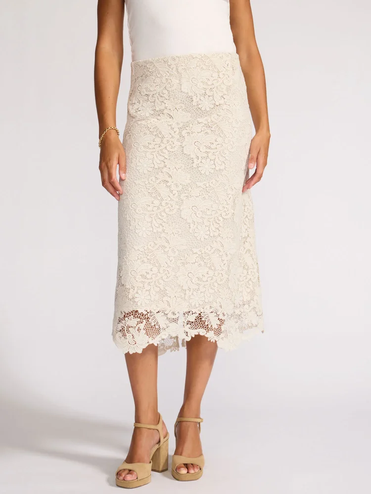 Women's Mara Lace Skirt in Stone | Brochu Walker