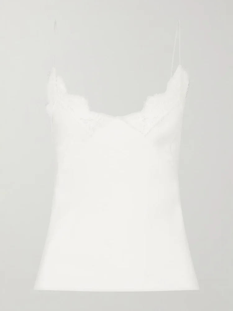 Capucines scalloped lace-trimmed silk crepe de chine camisole