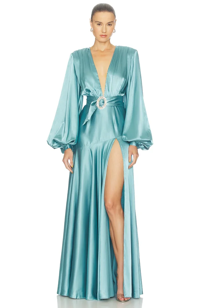 Long Sleeve V-neck Gown