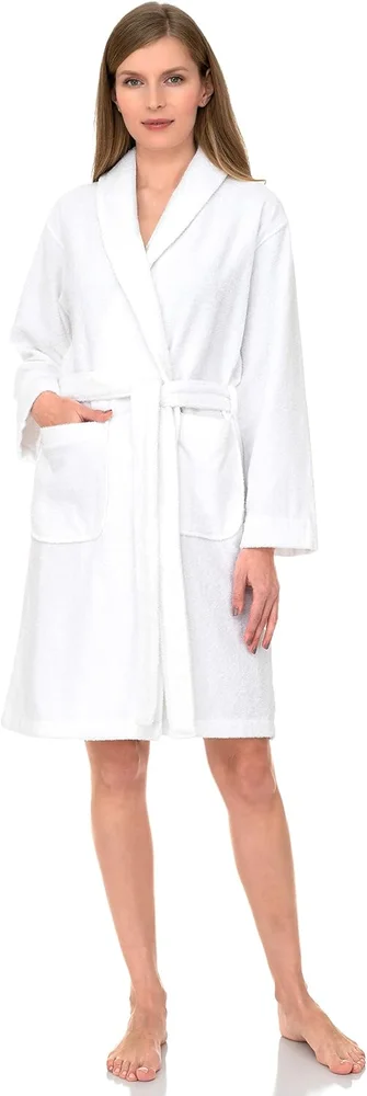 Women's 100% Cotton Short Terry Shawl Bathrobe