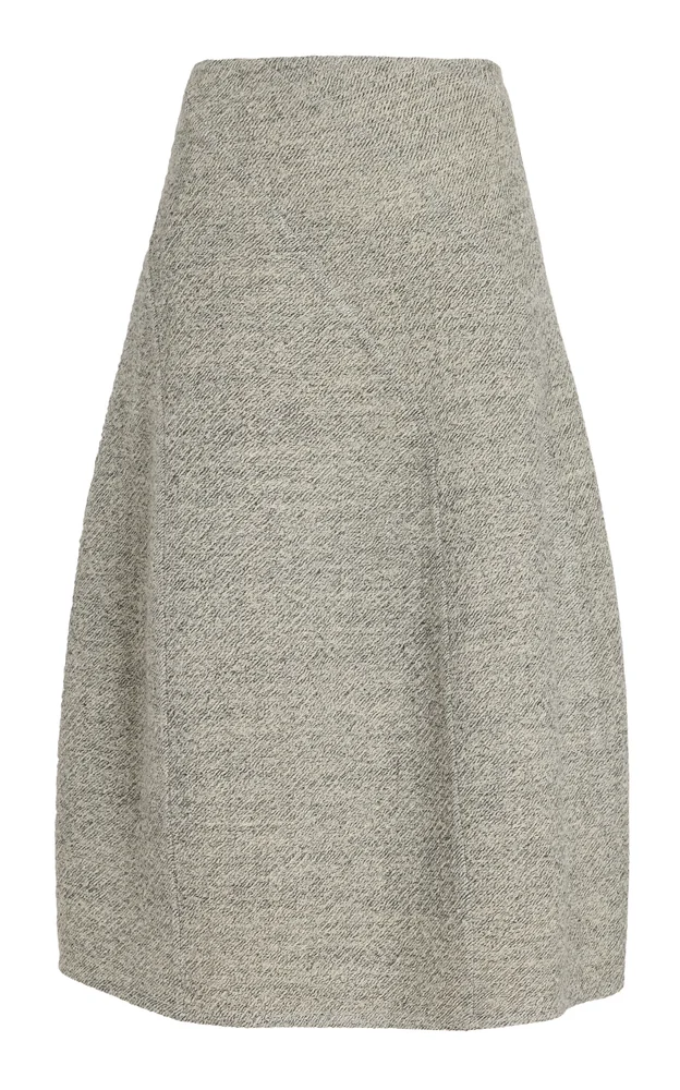 Gaelle Seamed Wool-Blend Midi Skirt