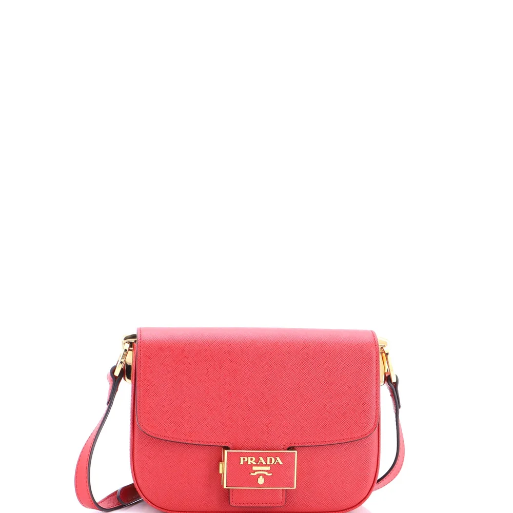 prada Embleme Flap Bag Saffiano Leather Small