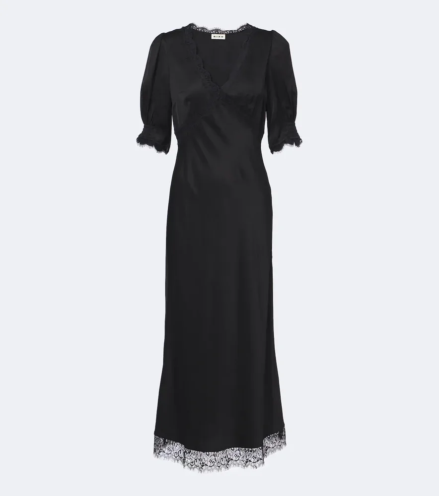 Annina lace-trimmed satin midi dress