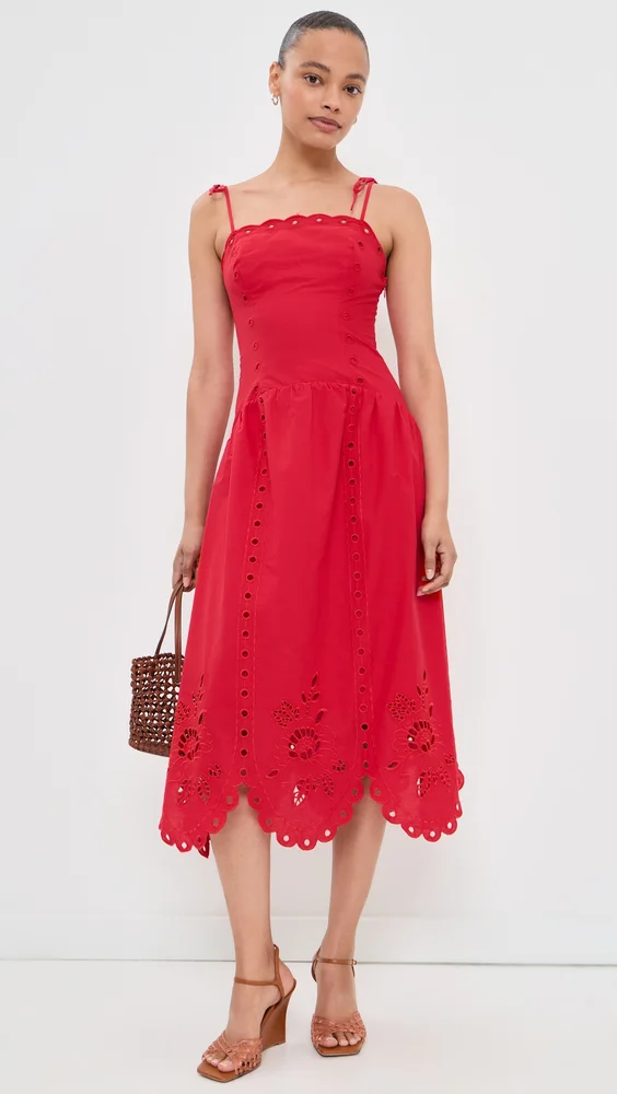 Eyelet Midi Dress