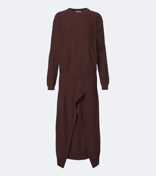 Deconstructed wool-blend midi dress