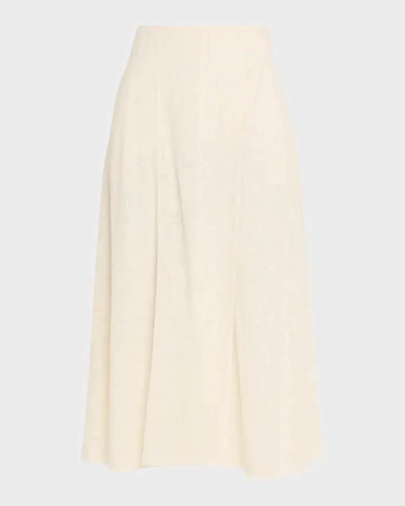 Wool-Blend A-Line Midi Skirt