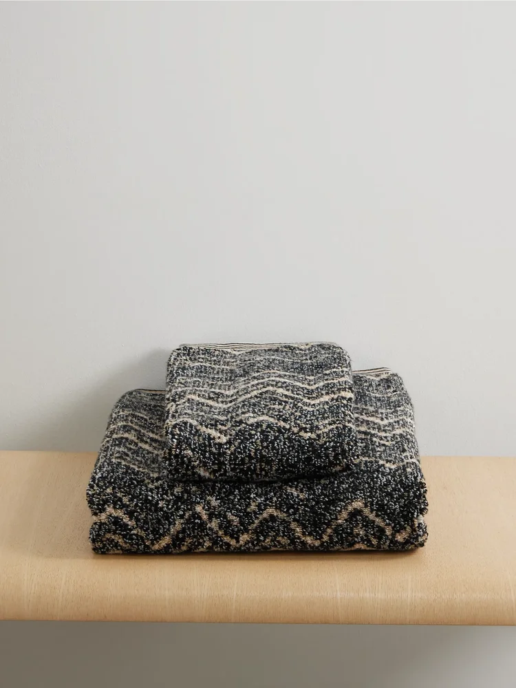 Azul set of two striped cotton-terry towels