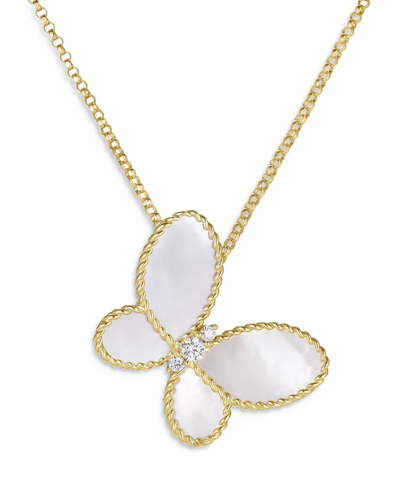 Pink Gold 'CC' Faux Pearl Heart Necklace