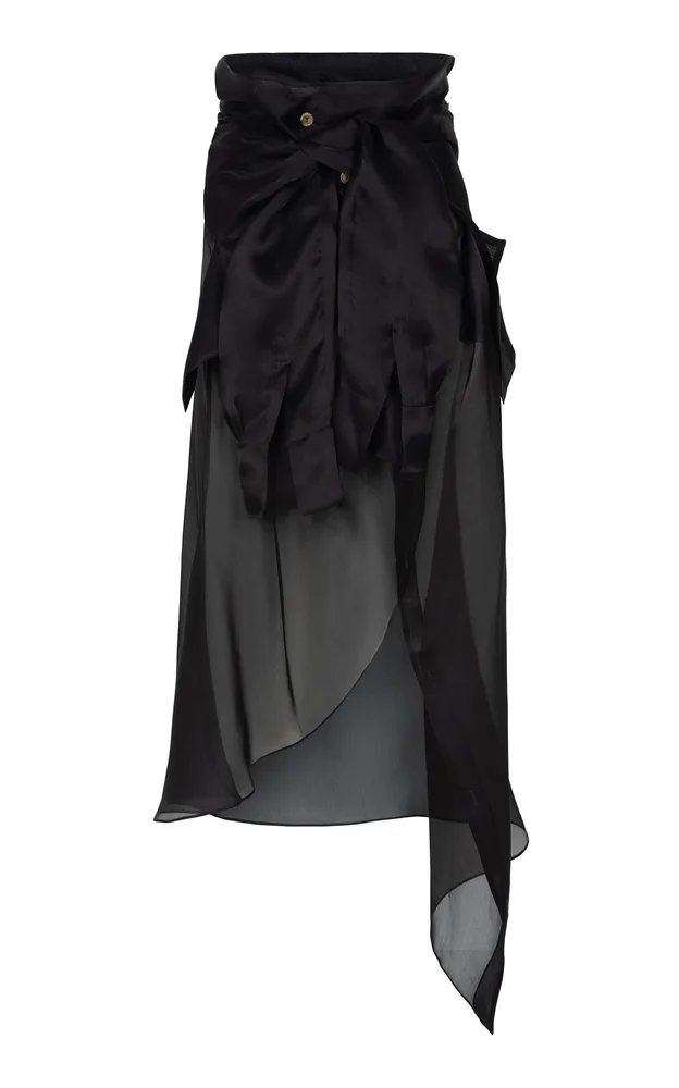 Deconstructed Sheer Silk Maxi Skirt