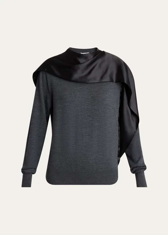Satin Scarf Wool Sweater