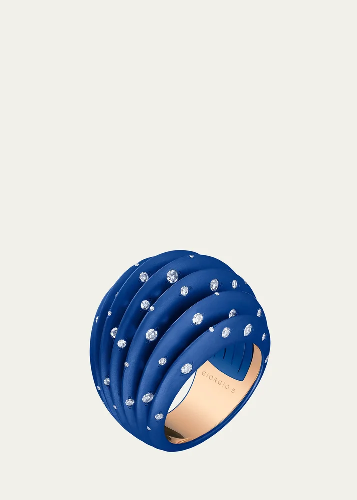Palma Blue Titanium and 18K Rose Gold Starburst Ring with Diamonds