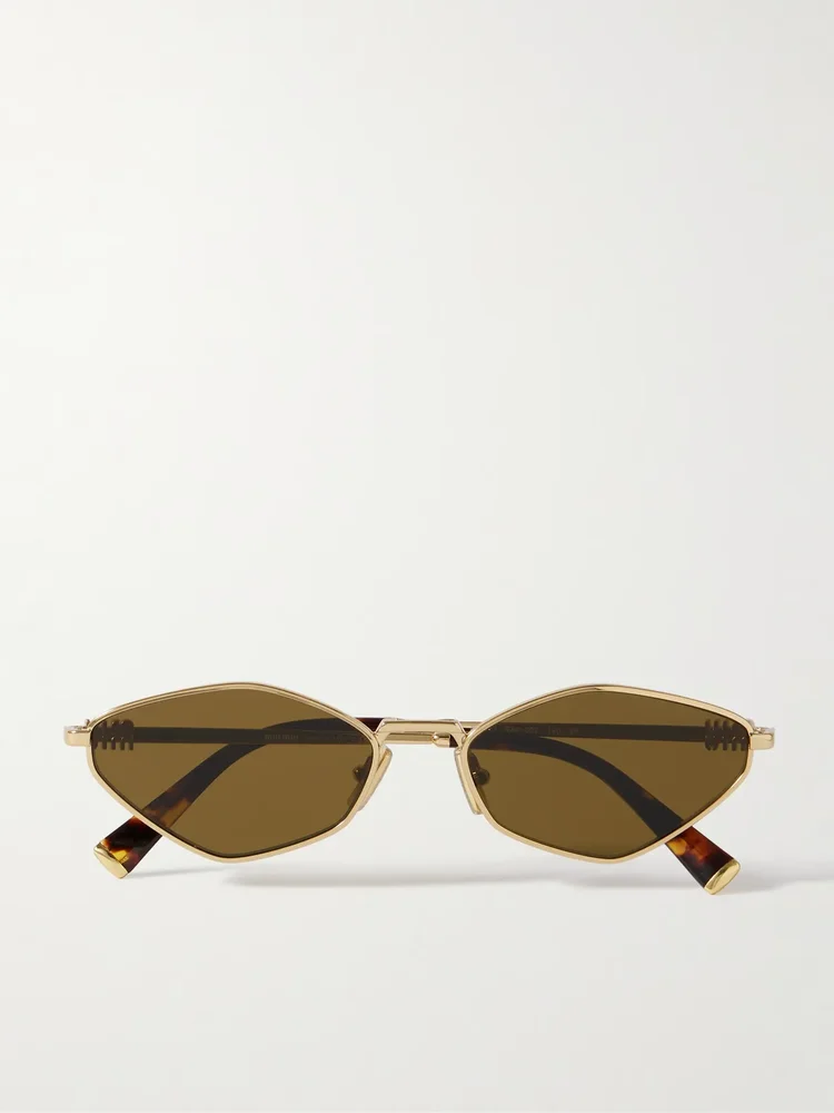 Miu Miu Hexagon-Frame Gold-Tone Sunglasses