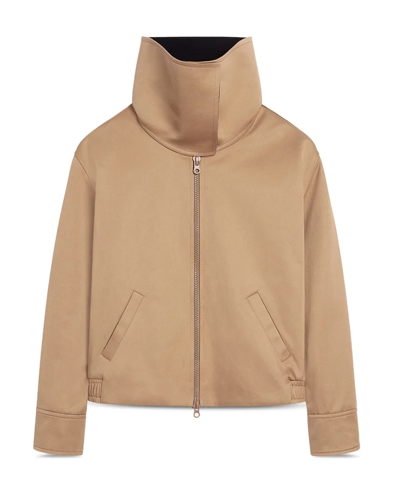 High Collar Cotton Canvas Blouson Jacket