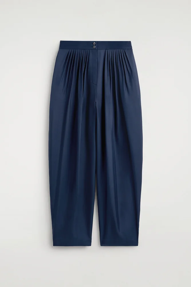 Draped Pleated Silk Straight-leg Pants