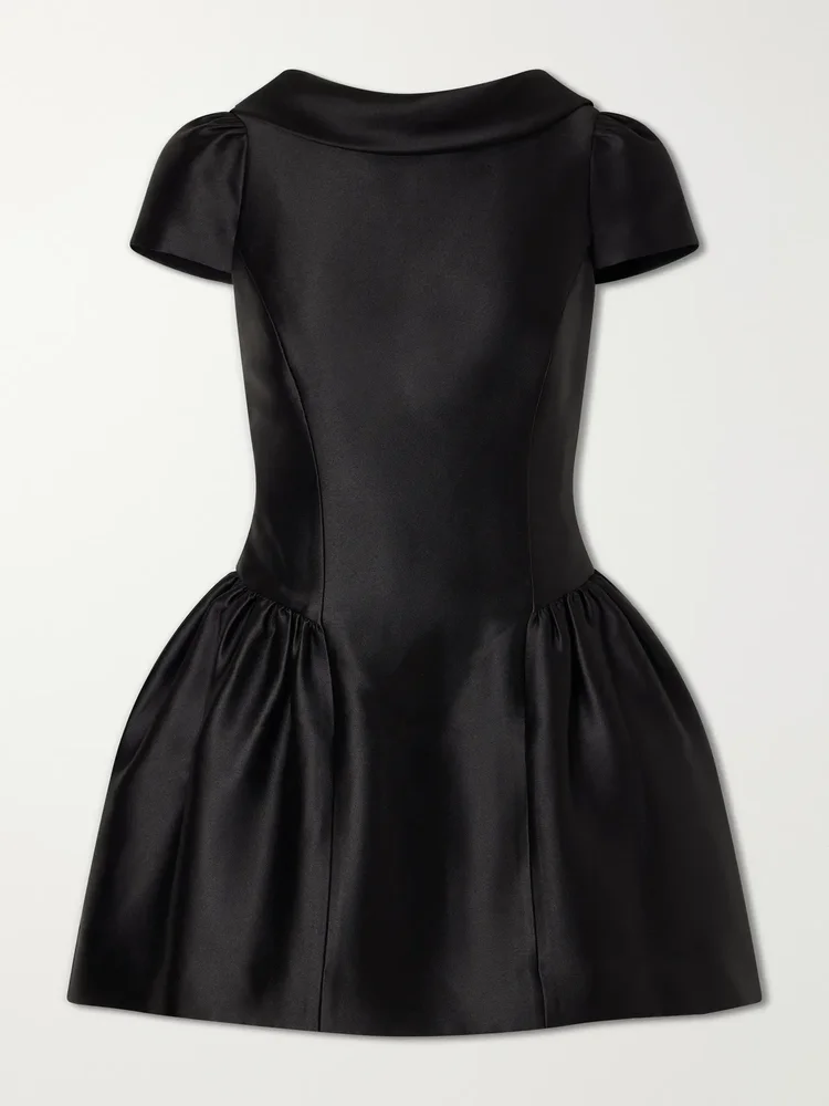 Gathered taffeta mini dress
