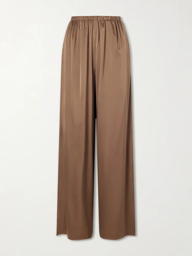 Silk-blend wide-leg pants