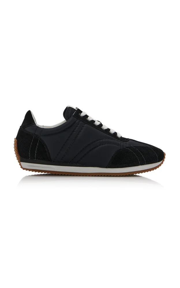 Quilted Suede-Trimmed Sneakers